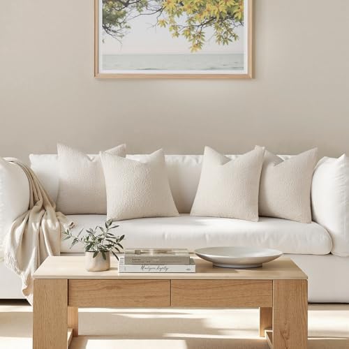 MIULEE Decorative Boucle Throw Pillow Covers 18x18 Inch Beige Set of 4 - Image 2