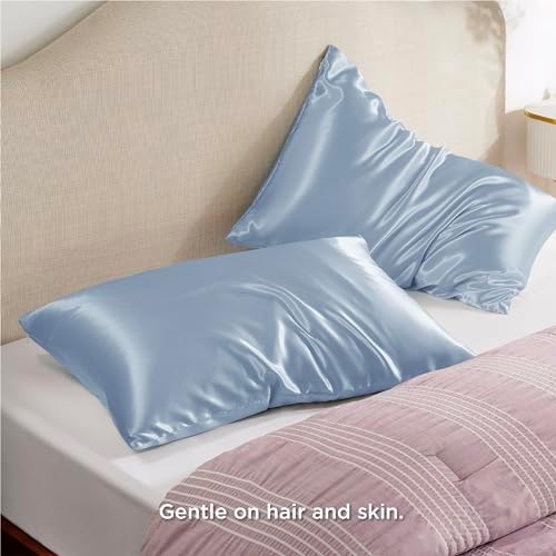 Bedsure Satin Pillowcase with Zipper, Similar to Silk Pillow Cases 2 Pack - Image 2