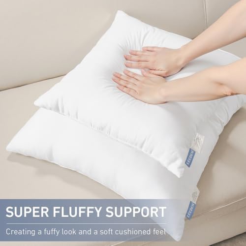 Leeden 26x26 Euro Throw Pillow Inserts Set of 2, Fluffy Pillow Forms - Image 2