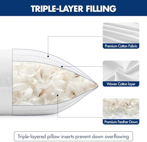 MIULEE 26x26 Euro Pillow Inserts, Premium Feather and Down Pillows 4 Pack - Image 3