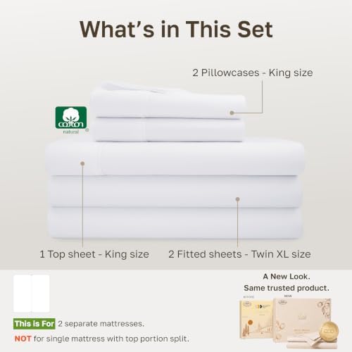 California Design Den 100% Cotton Sateen Split King Sheets - Image 4