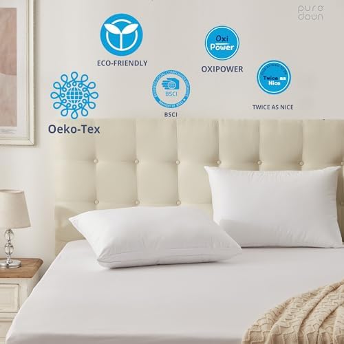 puredown® Goose Feather Down Sleeping Pillow Soft Bed Pillow - Image 5