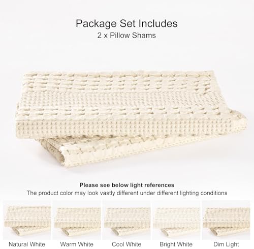 PHF Cotton Waffle Pillow Shams King Size 20" x 36", No Insert - Image 4