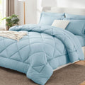 CozyLux Queen Comforter Set 88"x88" Light Blue by CozyLux