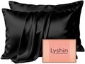 LYSHIN Black Silk Pillowcases 2 Pack King Size by LYSHINSILKPILLOWCASES