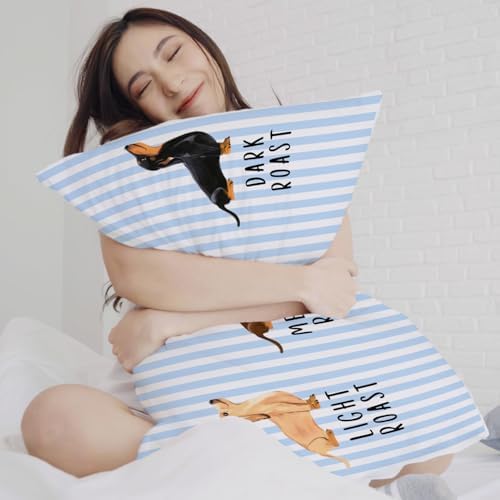Dachshund Pillow Cover 12x20, Doxie Gifts, Humorous Light Medium Dark Roast - Image 5