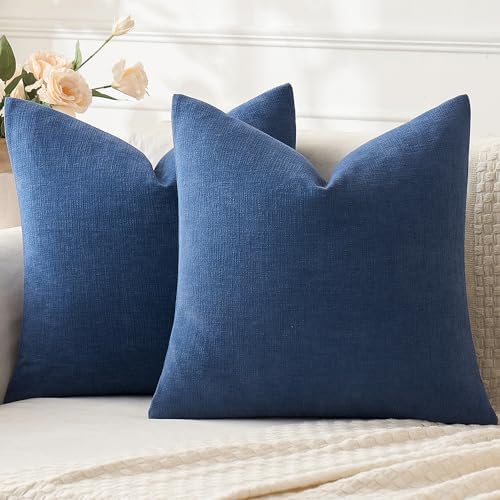 MIULEE Navy Blue Chenille Couch Throw Pillow Covers by MIULEE