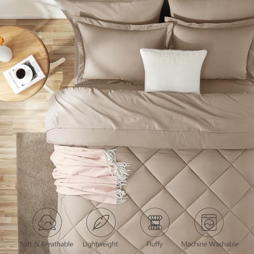 CozyLux King Comforter Set 102"x90" Wheat - Image 2