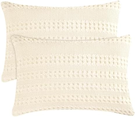 PHF Cotton Waffle Pillow Shams King Size 20" x 36", No Insert by PHF