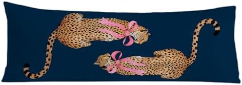 Coquette Pink Bow Cheetah Body Pillow Covers 20x54, Leopard Print Room Decor by Exqcom