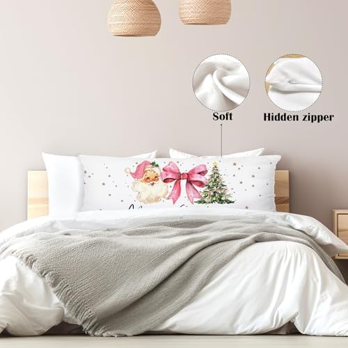 Merry Christmas 20x54 Body Pillow Cover, Preppy Girly Christmas Room Decor - Image 5