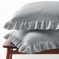 Set of 2 Brushed Microfiber Ruffle Pillow Cases Body Silver Gray by FMLIUY