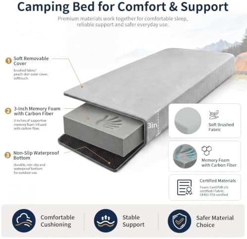 CYMULA Memory Foam Camping Mattress Pad, Sleeping Pad - Image 4