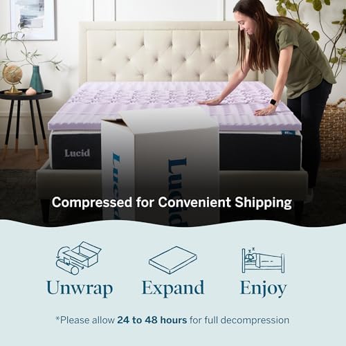 LUCID Lavender Infused 2 Inch Memory Foam Mattress Topper - Image 4
