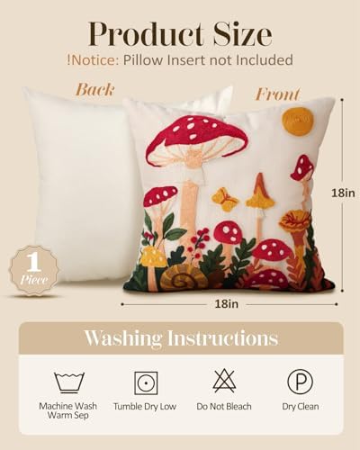 Embroidered Throw Pillow Cover 18x18 Inch - Image 4
