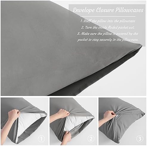 NTBAY Body Microfiber Pillowcases, Smoke Grey - Image 3