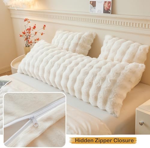 LIFEREVO Fluffy Faux Rabbit Fur Body Pillow Cover 20"x54" - Image 6