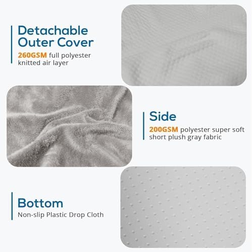 Sasttie Wedge Pillow 24x24x12 inch, Memory Foam Bed Wedge, Solid Warm Gray - Image 4
