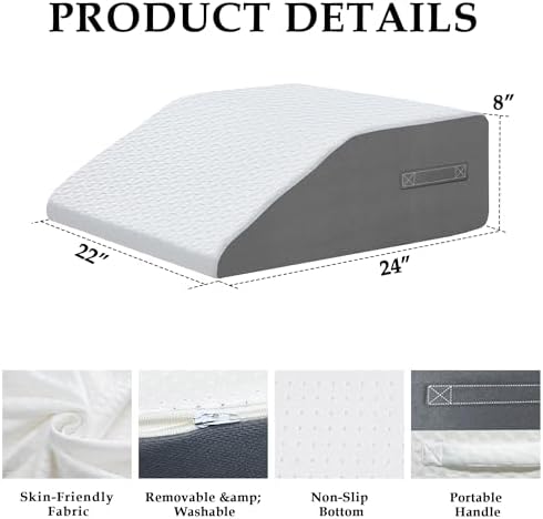 8" Leg Elevation Pillow, Memory Foam Wedge Pillow - Image 4