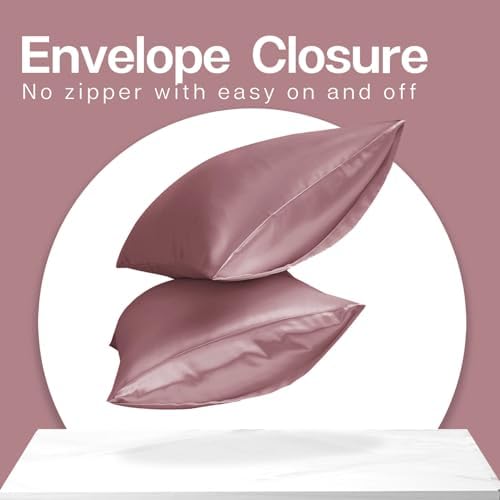 MR&HM Satin Pillowcase 2 Pack, King Size 20"x36", Rose Taupe - Image 4