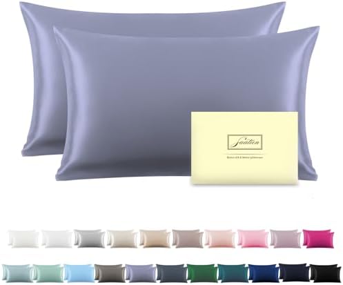 Silk Pillow Cases 2 Pack, Soft Breathable and Sliky Queen Size Pillow Cases Set by Suatien