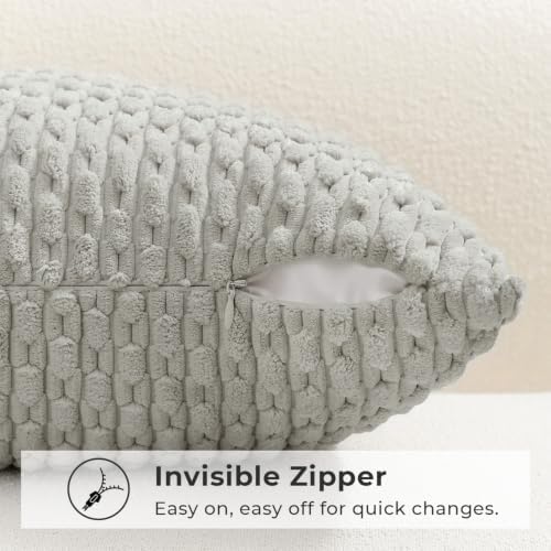 Kevin Textile Soft Corduroy 14"x20" Lumbar Pillow Cover 1 Pack, Light Grey - Image 3