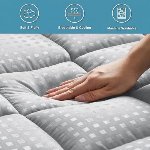 HYLEORY California King Mattress Pad Quilted Fitted Mattress Protector Cooling - Image 5