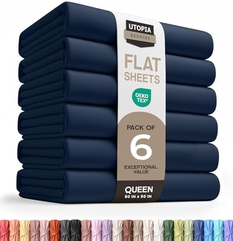 Queen Size Flat Sheet Only Pack of 6, Ultra Soft Hotel Sheets by UTOPIABEDDING