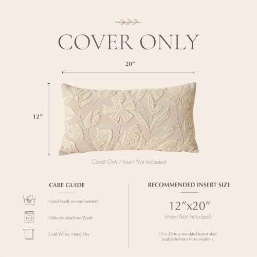BlissBlush Decorative Lumbar Pillow Cover 12x20, Floral Tufted Rectangular - Image 6
