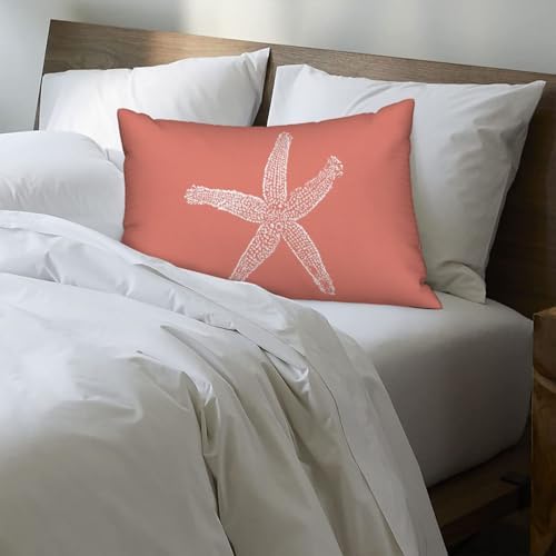 Coastal Pillow Covers 12x20 Set of 2 Orange Coral Starfish Throw Pillows - Image 5