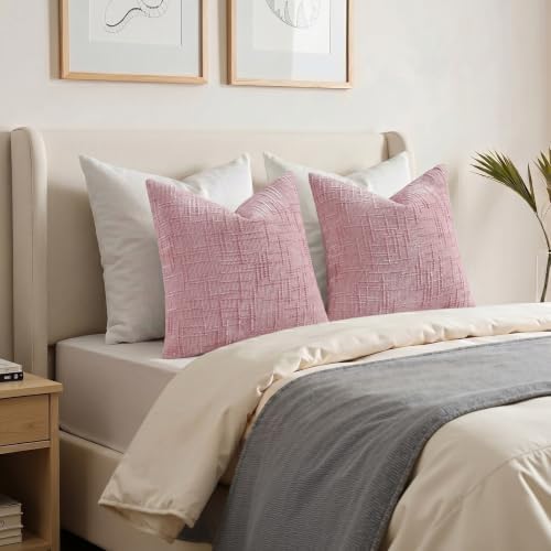 decorUhome Textured Chenille Throw Pillow Covers 12x20 Set of 2 Blush Pink - Image 4