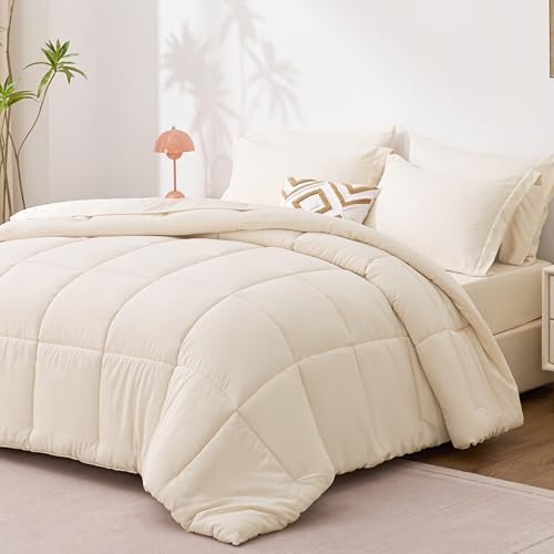 Love's cabin Queen Comforter Set Beige, 7 Pieces Queen Bed in a Bag, All Season - Image 2