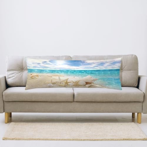 Beach Body Pillow Cover Summer Starfish Seashell on Beach Nautical Long Pillow - Image 4