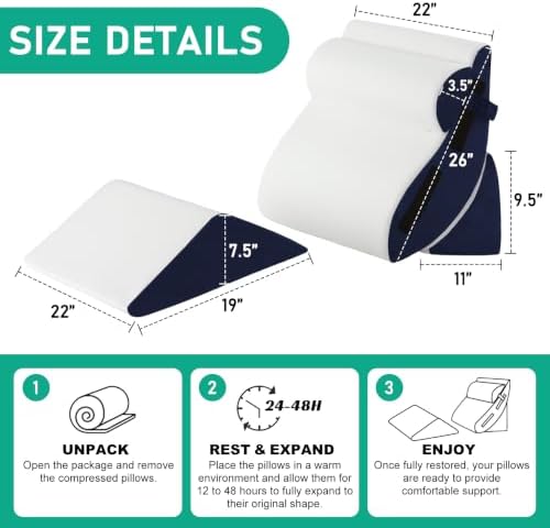 4PCS Wedge Pillow Set for After Surgery, Orthopedic Bed Wedge Pillow for Back - Image 2