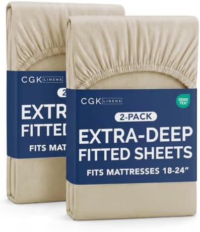 CGK Linens 2 Pack Extra Deep Cal King Fitted Sheets by CGKUnlimited