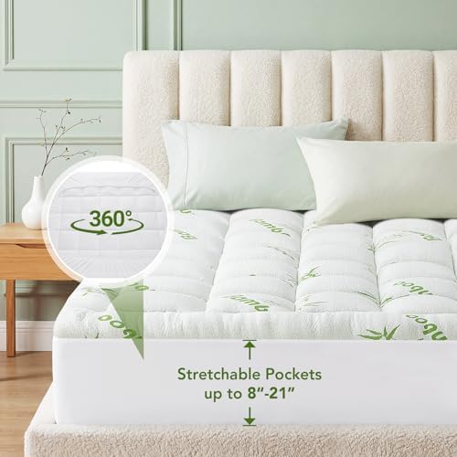Twin Size Mattress Topper Viscose Made from Bamboo, Extra Thick Quilted Pillow - Image 6