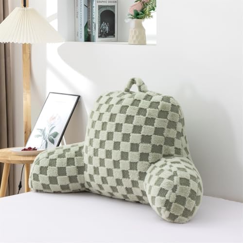 Aimuan Reading Pillow Checkered Bed Rest Wedge Backrest Checkerboard Pillow - Image 5