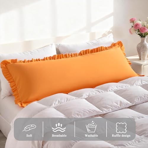 Ruffled Body Pillow Shams, 1 Pack, 20x54 Inches, Ginger Yellow - Image 2