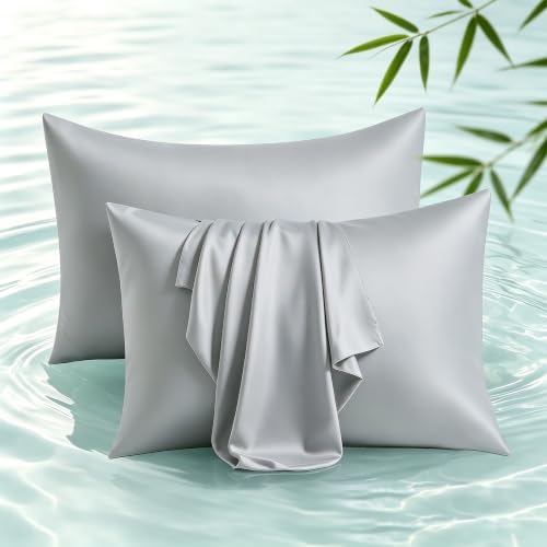 Bamboo Viscose Zipper Pillow Cases Standard Size Set of 2 by ShunjieHome