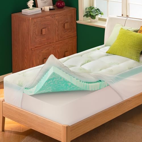 Twin XL 4-Inch 2-in-1 Cooling Memory Foam Mattress Topper by NiceSleepPlusLife