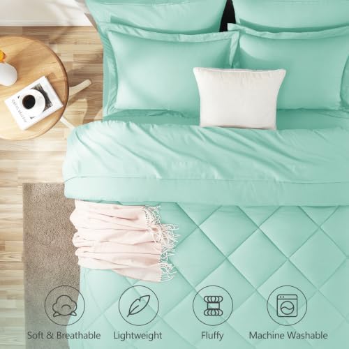 CozyLux Full Comforter Set 82"x86" Mint Green - Image 2