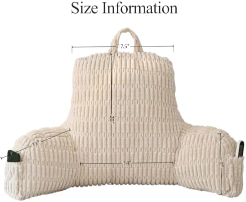Corduroy Reading Pillow for Sitting in Bed, Large Backrest Bed Pillow - Image 2