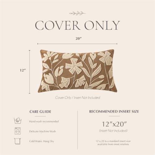 BlissBlush 12x20 Lumbar Pillow Cover, Rectangular Brown Decorative Throw - Image 6