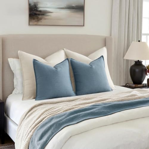 MIULEE Thick Textured Decorative Throw Pillow Covers 18x18 Inch Blue - Image 5