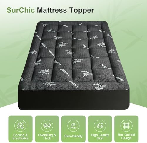 Twin XL Size Mattress Topper Viscose Derived from Bamboo, Soft Thick Pillow Top - Image 4