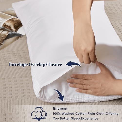 PHF Cotton Waffle Pillow Shams Queen Size 20" x 30", No Insert - Image 4