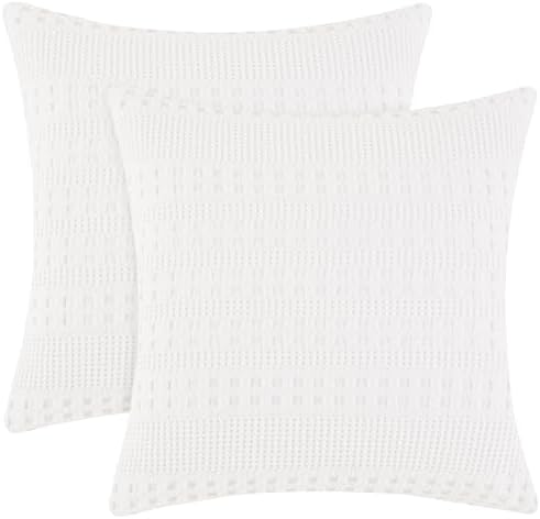 PHF Cotton Waffle Weave Euro Sham Covers 26" x 26", No Insert by PHF