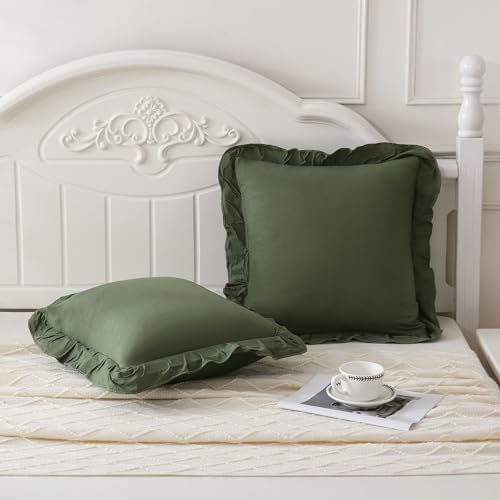 Merryword Olive Green Pillowcases 18x18 Cute Throw Pillow Covers Pack of 2 - Image 4
