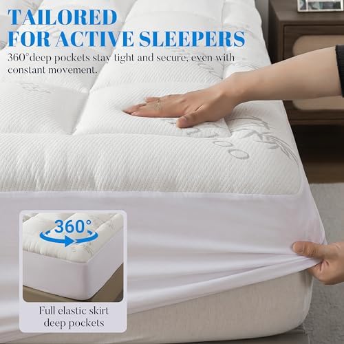 Ubauba 100% Waterproof Full Size Mattress Topper, Viscose Made from Bamboo - Image 5