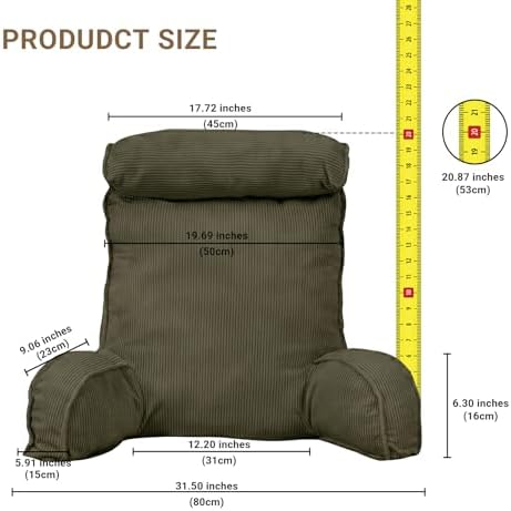 Reading Pillow for Bed with Detachable Neck Roll and Shredded Memory Foam - Image 2
